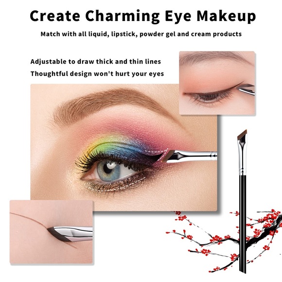 Eyeliner Brush Set, Fine Point, Sickle Ultra Thin Slanted Flat - Picture 2 of 11